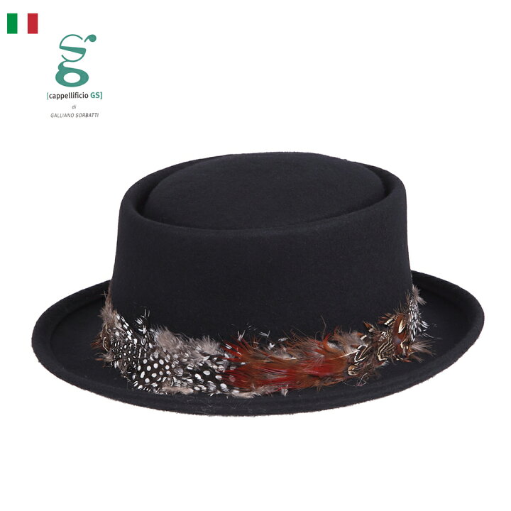 楽天市場 Galliano Sorbatti ポークパイハット メンズ 帽子 ハット フェルトハット 秋冬 フェザー イタリア製 ガリアーノ ソルバッティ フェルト 黒 ブラック ウール 57cm 59cm 61cm 父の日 ギフト プレゼント Hatblock