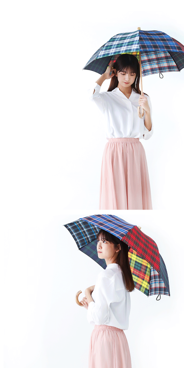 +RING チェック柄 晴雨兼用　傘 楽天市場】日傘 長傘 レディース 52cm ×8本骨 晴雨兼用 UVカット