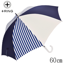 傘 レディース 60cm 大きめ ブランド 長傘 雨傘 晴雨兼用 ＋RING プラスリング 60cm ×8本骨 手開き式 傘 レディース ブランド［t1213］ストライプ カサ かさ 大きい 撥水 軽量 丈夫 おしゃれ かわいい