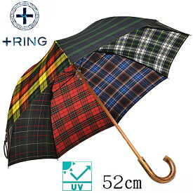 傘 レディース 52cm ×8本骨 晴雨兼用 UVカット ショート傘 長傘 雨傘 ＋RING 手開き式 傘 レディース ブランド［t1080］かさ 木製手元 撥水 軽量 日傘 遮光 誕生日 プレゼント 母の日 おしゃれ かわいい あす楽 送料無料