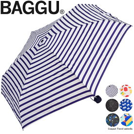 折りたたみ傘 バグゥ BAGGU umbrella mini(ネイビー＆ホワイト)レディース ボーダー柄折り畳み傘 50cm 雨傘　おしゃれ 傘 折り畳み傘 軽量 折りたたみ傘 軽量 コンパクト 折りたたみ傘 レディース かわいい ブランド baggu