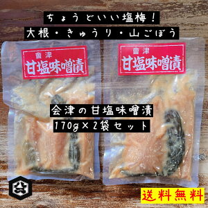 ちょうどいい塩梅!【會津甘塩味噌漬 170g×2袋セット ネコポス対応】味噌漬け 大根 きゅうり 山ごぼう 漬物 みそ漬け