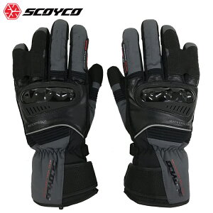 バイク用 グローブSCOYCO(スコイコ)防水ウィンターライディンググローブ MC82防風 保温 ブリッジ タッチスクリーン 通勤 通学 グレー 秋 冬