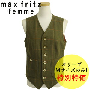 y݌ɗLz yAEgbgzxXg fB[X oCN maxfritz femme WINDOWPANE VEST LADIES yMFV2004OLIVE 40(LadysM)zCi[xXg