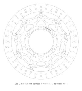 �N���X���b�N�f�B�X�N���[�^�[F��310 R T=5.5 F GSXR1000 09-14/GSXR600 08-14GSBDF0008R 4538792793979���i