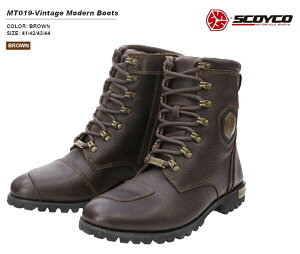 バイクブーツ メンズ ライディングブーツ ブラウン カジュアル 滑りにくい SCOYCO MT019