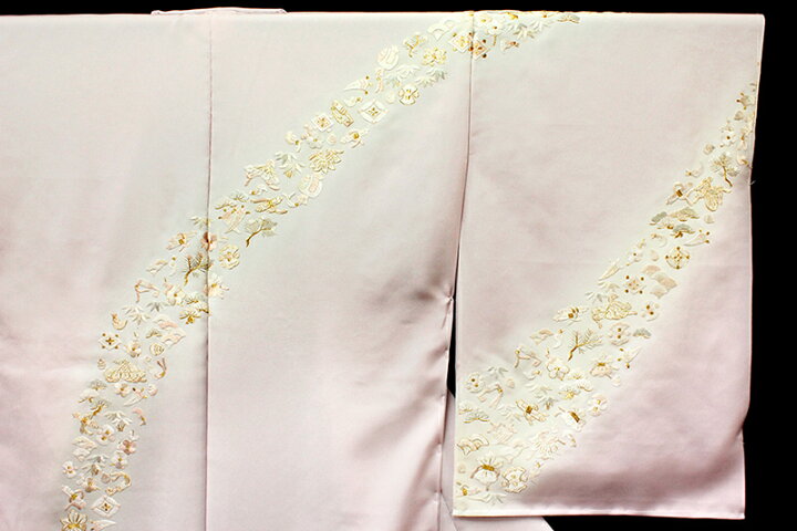 楽天市場】訪問着 手刺繍 正絹 渋ピンク 灰梅色 宝尽くし 松竹梅 最  
