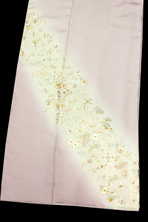 楽天市場】訪問着 手刺繍 正絹 渋ピンク 灰梅色 宝尽くし 松竹梅 最  