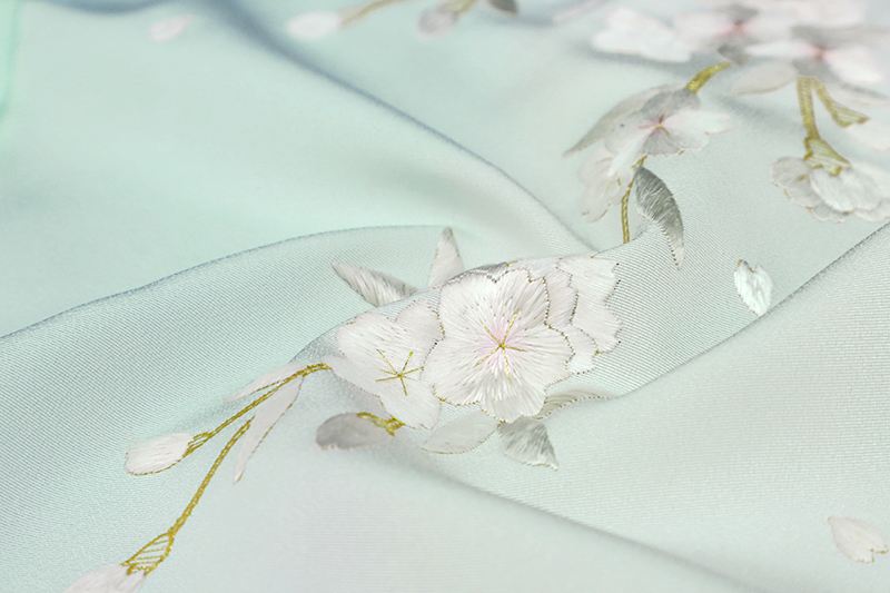 楽天市場】訪問着 極上 手刺繍 正絹 水色 桜 さくら サクラ 枝垂れ桜