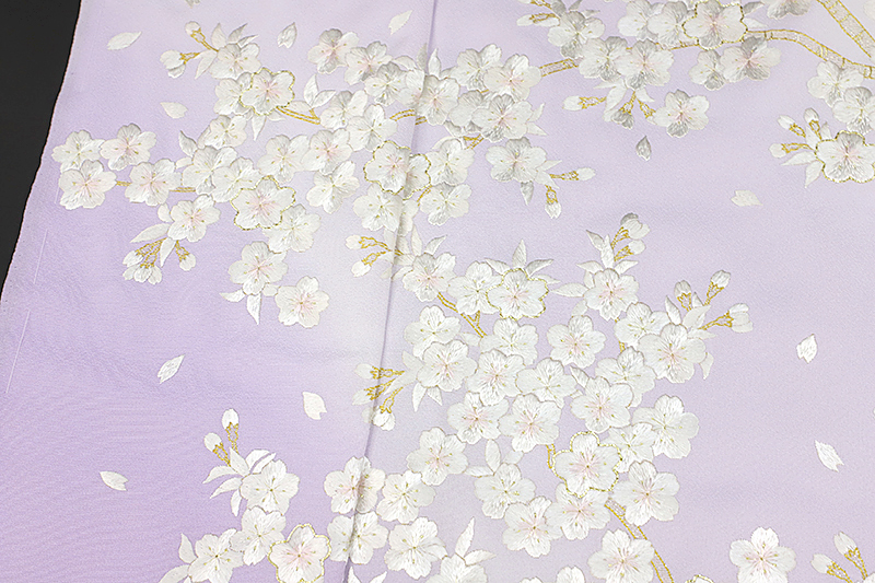 楽天市場】訪問着 極上 手刺繍 正絹 紫 薄紫 桜 さくら サクラ 桜枝