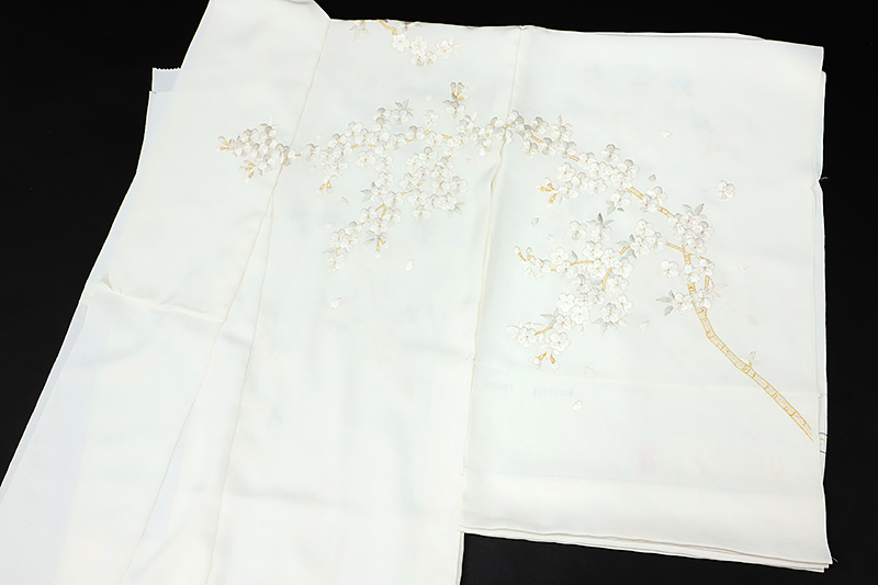 楽天市場】訪問着 極上手刺繍 総刺繍 正絹 オフホワイト 白地 桜 