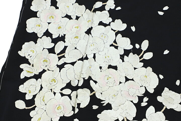 楽天市場】訪問着 極上 手刺繍 正絹 黒地 ブラック 桜 さくら サクラ 