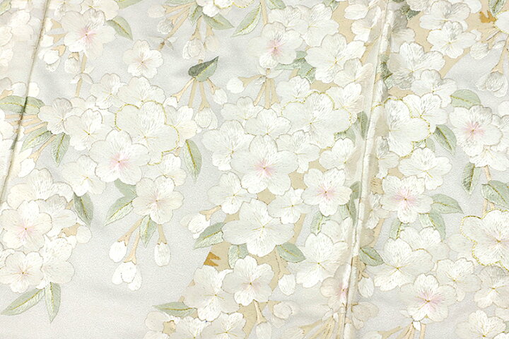 楽天市場】訪問着 手刺繍 総刺繍 正絹 桜 桜枝 駒羽二重 最高級丹後 