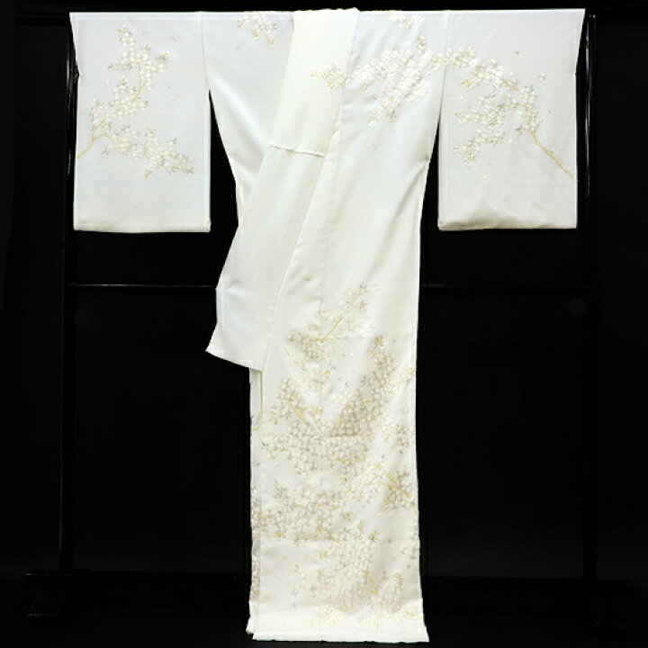 楽天市場】訪問着 手刺繍 総刺繍 正絹 オフホワイト 白 桜 枝垂れ桜 桜 