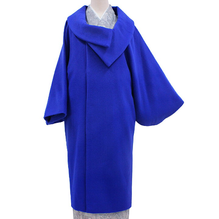 楽天市場 コート ロング 和装コート カシミア カシミヤ混 青 ロイヤルブルー フリーサイズ ロール衿 ロールカラー 高級 起毛仕上げ シャルム加工 新品 未着用品 日本製 着物 道中着 長コート 長羽織 防寒 厳寒 秋冬 おしゃれ かわいい かっこいい レディース No 3 0259