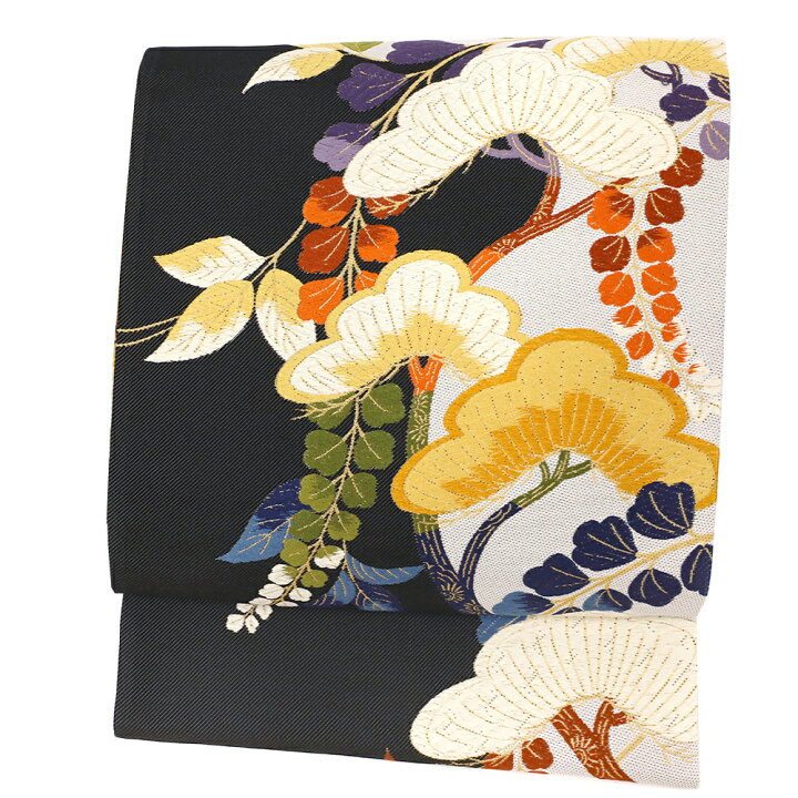 楽天市場】袋帯 唐織 正絹 橋本清織物 紹巴織 黒地 松 藤 礼装用  