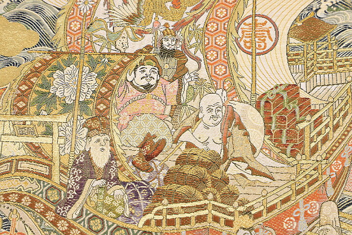 楽天市場】袋帯 唐織 正絹 橋本清織物 金地 壱阡八百口織 七福神 宝船  