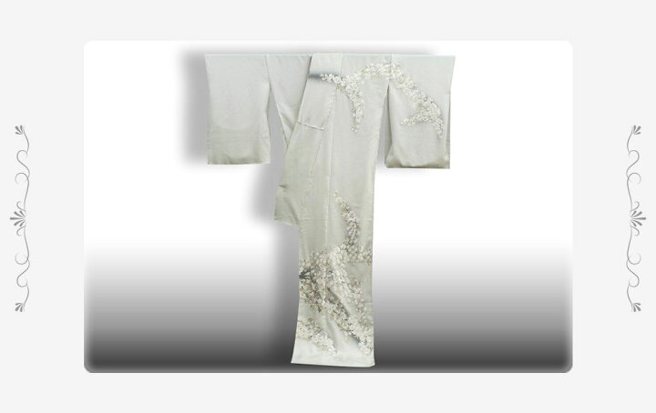 楽天市場】訪問着 手刺繍 正絹 ライトグレー 白灰色 花柄 最高級丹後 