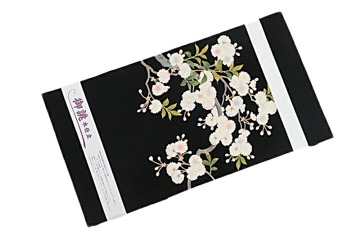 楽天市場】名古屋帯 正絹 友禅染 黒地 花 桜 桜の木 秀美 和柄 シック 