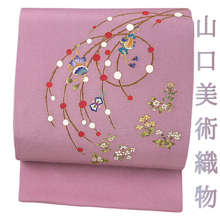 古代縮緬 染名古屋帯 浜ちりめん 着物 和装（琉球紅型名古屋帯 