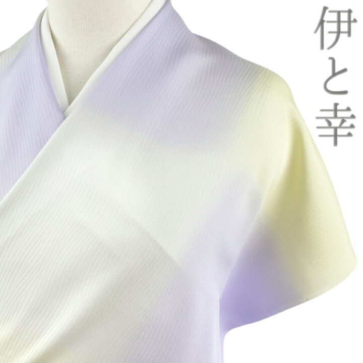 楽天市場】小紋 反物 光悦縮緬 伊と幸 正絹 紫 黄色 白 ぼかし 市松 