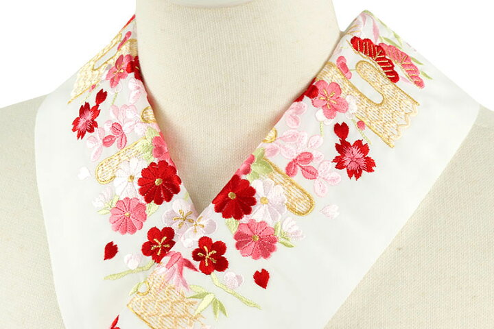 楽天市場】半衿 半襟 振袖 成人式 豪華刺繍 白地 赤 ピンク 薄ピンク