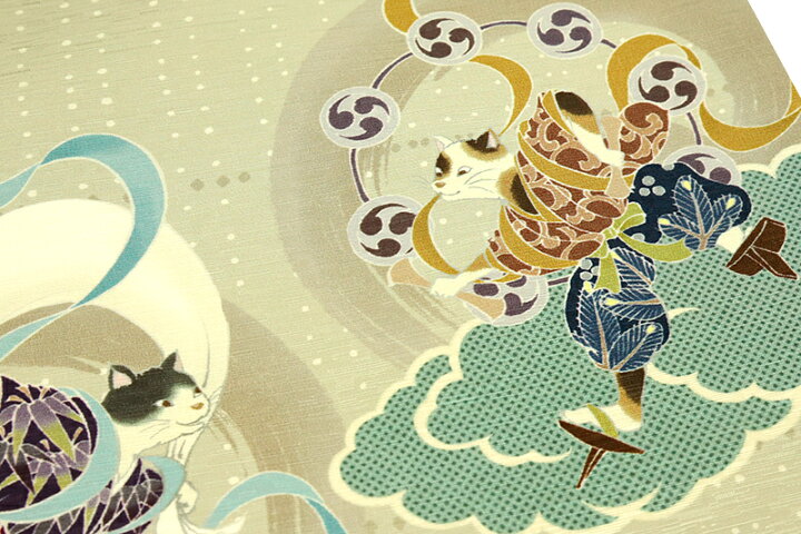 楽天市場】京袋帯 名古屋帯 WA・KKA WAKKA ワッカ 「風にゃん雷にゃん  