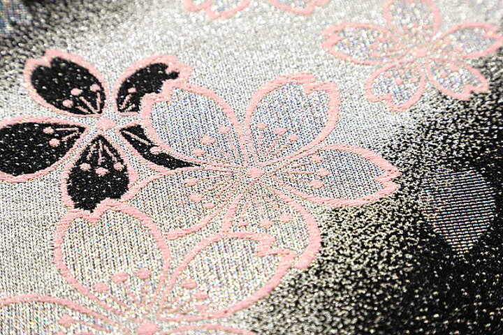 楽天市場】【 中古 】 袋帯 振袖用 正絹 唐織 引箔 銀 ラメ糸 黒地  