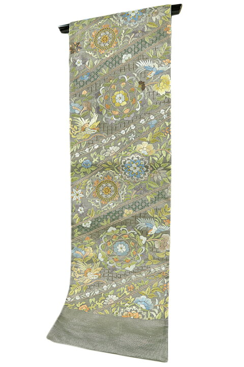 楽天市場】袋帯 スワトウ刺繍 汕頭刺繍 刺繍 手刺繍 西陣織 正絹 銀地 