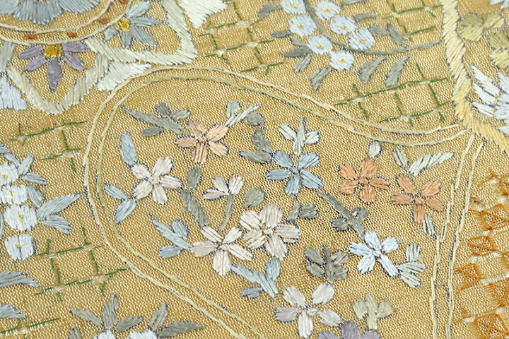 楽天市場】袋帯 スワトウ刺繍 汕頭刺繍 刺繍 手刺繍 西陣織 正絹 金地  