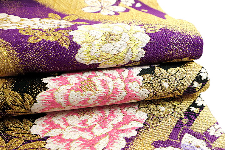 楽天市場】【 中古 】 袋帯 振袖用 リサイクル 正絹 紫 黒 金 牡丹 梅  