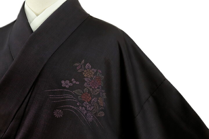 楽天市場】【中古】訪問着 手描友禅 シケ引き 正絹 着物 濃い紫 花 菊 