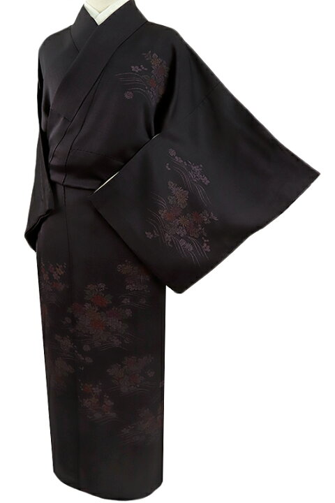 楽天市場】【中古】訪問着 手描友禅 シケ引き 正絹 着物 濃い紫 花 菊 