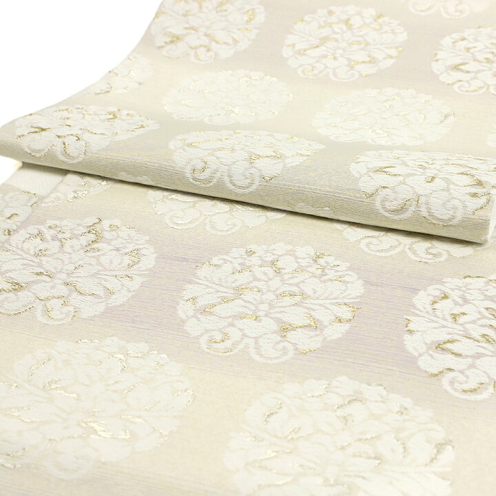 楽天市場】袋帯 正絹 唐織 西陣織 新品 白地 華文 横段 金銀糸 西陣 大  