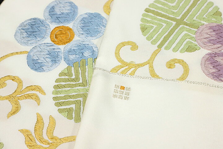 楽天市場】袋帯 唐織 正絹 洛陽織物 西陣織 正絹 白 笹蔓緞子 花 笹 蔓  