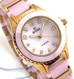 【 表示価格から10％割引クーポンあり 】レディース 腕時計 セラミック EYKI 天然ピンクシェル文字盤 ピンク ピンクゴールド PINK 送料無料