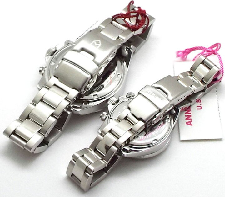 ペアウォッチ ペア腕時計 Anne Clark Clark Don アンクラーク クロノグラフ ダンクラーク ピンク ブラック メンズ腕時計 レディース 腕時計 天然ダイヤモンド １０気圧防水 ２本セット 最新デザインの Don