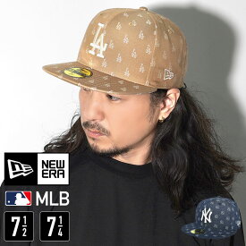 キャップ ニューエラ NEWEAR 59FIFTY メンズ 深め モノグラム LA NY ドジャース ヤンキース キャップ 帽子 フラットバイザー ブランド 大きいサイズ コットン 綿 刺繍 ロゴ 派手 おしゃれ 柄 春 夏 日よけ ストリート 7 1/2 7 1/4 59.6cm 57.7cm 14109887 14109903 正規品