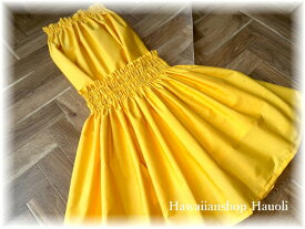 【送料無料】パウスカート＆チューブトップセット　　無地　イエロー　黄色　子ども　ケイキ　ハワイ　子供　こども　フラダンス　スカート　衣装　フラ　ホイケ　発表会にも！！★　無地パウ　シンプルパウ