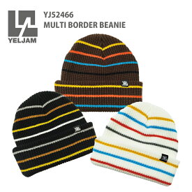 12:00までの注文・入金で当日出荷！(営業日に限る)メール便送料無料YELJAM【イエロージャム】 ニットキャップ　ビーニー　YJ52466マルチカラーストライプ【オシャレ 着回し 定番 黒 アクリル 暖かい 柔らかい タウンユース 雪山 スノーボード スキー】