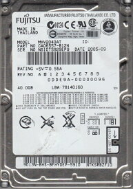 【中古】 富士通/Fujitsu 2.5インチ IDE/ATA100 40GB 9.5mm HDD MHV2040AT