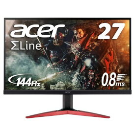 【中古】 Acer ゲーミングモニター SigmaLine 27インチ KG271Ebmidpx 0.8ms(GTG) 144Hz TN FPS向き フルHD FreeSync フレームレス HDMI スピーカー内蔵 ブルーライト軽減