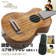 【500円クーポン配布中】 ウクレレ 初心者セット ソプラノウクレレ コア材モデル 失敗しない 6点セット S…