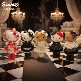 ハローキティ　スタイルアップマスコット　ドットドレス　ポンチョ　ツイードドレス　サンリオ　日焼けキティ　キティちゃん　キーホルダー　ストラップ　カラビナ付き　ぬいぐるみ　可愛い