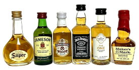ミニチュアウイスキー 50ml BESTセレクション 6本セット 飲み比べ スーパーニッカ メーカーズマーク シーバスリーガル ジャックダニエル ジェムソン ワン ギフト 父の日 母の日 贈り物 誕生日 御祝 御中元 御歳暮