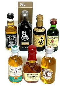 4大ウイスキー+台湾ウイスキー ミニチュアボトル7本セット 50ml 飲み比べ メーカーズマーク シーバスリーガル ジャックダニエル ジェムソン カバラン 山崎 ギフト 父の日 母の日 贈り物 誕生