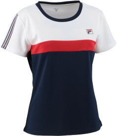 【2/15はポイント13倍！】 フィラ FILA テニス ゲームシャツ レディース ウィメンズ 女性 大人 半袖 Tシャツ トップス ウェア ヘリテージライン ロゴ ペアコーデ 吸水超速乾 UVカット 部活動 クラブ VL7506 01