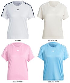 【5/23 20時からMAX1,800円OFFクーポン＆Pアップ】 adidas アディダス エアロレディ AEROREADY トレイン エッセンシャルズスリーストライプス 半袖Tシャツ レディース Tシャツ トップス ジム トレーニング ランニング BUT04