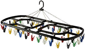 【11/18はポイント10倍】 コグレ Kogure アウトドア スーパージャンボ角ハンガー48 カラフルBK 洗濯物 洗濯 ハンガー 洗濯物干し フック自立 金属製チェーン 鴨居 隠し干し スチール 谷折り式 663294