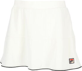 【2/15はポイント13倍！】 フィラ FILA テニス スコート レディース ウィメンズ 女性 大人 スカート ボトムス ウェア ロゴ ワンポイント 台形シルエット 裾フレアー パイピング モノトーン シック モダン EL0222